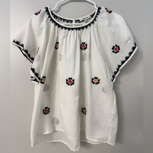 Madewell Embroidered Flutter-Sleeve Top